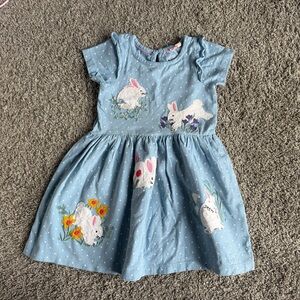 Mini Boden 3-4Y Blue Bunny Easter Spring Print Girls Dress